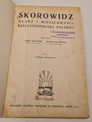 BŁAŻYŃSKI J., MAJEWSKI J. - SKOROWIDZ WŁADZ I MIEJSCOWOŚCI RZECZYPOSPOLITEJ POLSKIEJ [1923]
