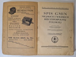 SCHEINKONIG, KOWALCZEWSKI - SPIS GMIN MIEJSKICH I WIEJSKICH RZECZYPOSPOLITEJ POLSKIEJ Varšava 1934