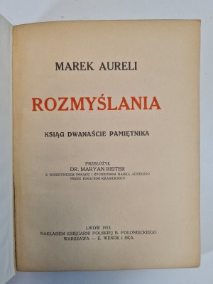 AURELIUSZ Marek - ROZMYŚLANIA, wyd. 1913