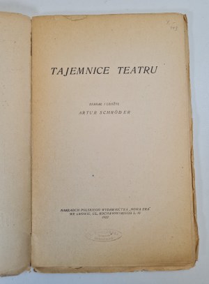 SCHRÖDER ARTUR - TAJEMNICS OF THE THEATRE cover according to a drawing by Zygmunt Balk. Wyd.1922