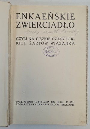 ENKAEŃSKIE ZWIERCIADŁO czyli na ciężkie czasy lekkich żartów wiązanka - ilustracje wyd. 1916