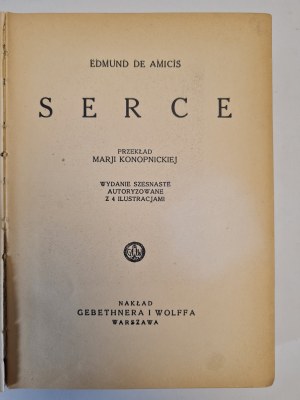 EDMUND DE AMICIS - HEART translated by Maria Konopnicka, ed.1938