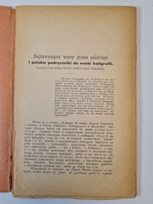 CZERNECKI Józef - NAJDAWNIEJSZE WZORY PISMA POLSKIEGO I POLSKIE PODRĘCZNIKI DO NAUKI KALIGRAFII, wyd.1902