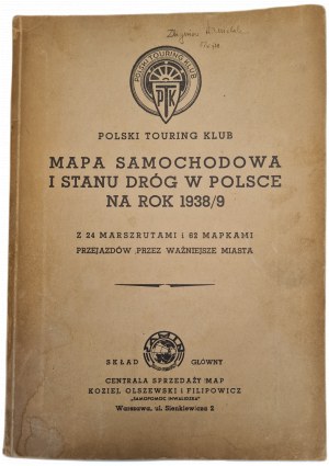 POLISH TOURING CLUB. Car map and condition of roads in Poland for 1938/9.