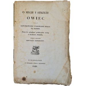 O MYCIU AND STRZYŻY OWIEC Wyd. Warszawa 1829