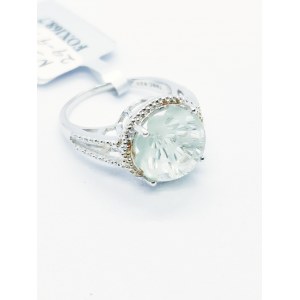 Anello in argento con prasiolite Chantilly Cut, certificato da RocksTV