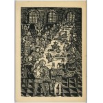 Dretler-Flin Stafania, Woodcut - Uczta u Wierzynka, 1950.