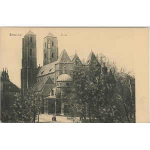 Wrocław - Place de la cathédrale avec la cathédrale Saint-Jean-Baptiste, vers 1905.