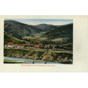 Żabie - Vue de Żabie sur la rivière Cheremosh, avec le mont Kręte, vers 1905.