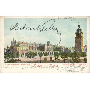 Cracovie - Tour de l'hôtel de ville et halle aux draps, 1901.