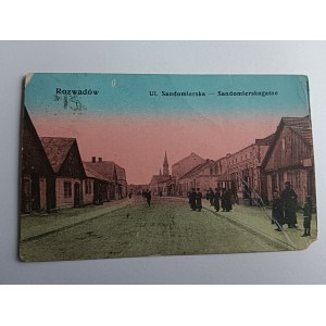 POCZTÓWKA ROZWADÓW, STALOWA WOLA, ULICA SANDOMIERSKA, PRZEDWOJENNA, ZNACZEK