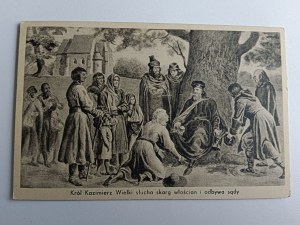 POSTCARD POLISH PAINTING KAZIMIERZ WIELKI LANDLORD COMPLAINTS, PRE-WAR