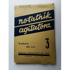 AGITAČNÍ ZÁPISNÍK, VENKOVSKÉ VYDÁNÍ 3, ODDĚLENÍ PROPAGANDY ÚSTŘEDNÍHO VÝBORU SOCIALISTICKÉ STRANY, VARŠAVA 1951