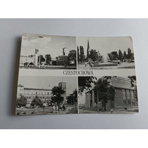 POCZTÓWKA PRL CZĘSTOCHOWA 4 WIDOKI, FILHARMONIA, ZNACZEK