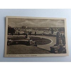 CARTE POSTALE SZCZECIN VUE DE LA DIGUE DE CHROBRY, BATEAU
