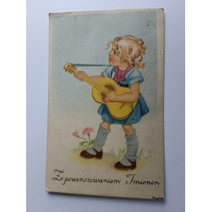 CARTE POSTALE, FILLE AVEC GUITARE, GUITARE