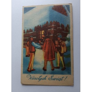 CARTE POSTALE DE NOËL CAROLERS, HIGHLANDERS
