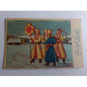 CARTE POSTALE DE NOËL CHANTEURS, ÉTOILE