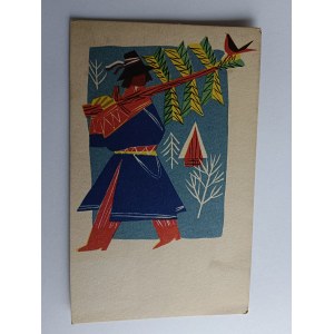 CHRISTMAS POSTCARD HIGHLANDER FOLK COSTUMES