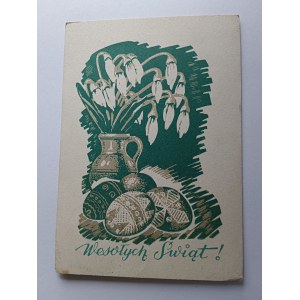 CARTE POSTALE DE NOËL ŒUFS DE PÂQUES, FLEURS