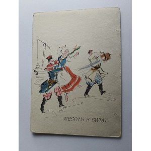 CHRISTMAS POSTCARD DOUSED MONDAY, UNIECHOWSKI, STAMP