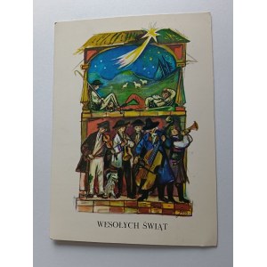 CHRISTMAS POSTCARD CAROLERS, SHANCER, STAMP