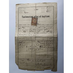 DĘBICA ROPCZYCE TARNÓW RODNÝ LIST KŘEST TESTIMONIUM ORTUS ET BAPTISMI 1908