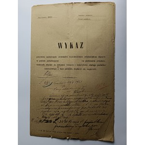 KRAKÓW WYKAZ GRZYWIEN, 1923 R