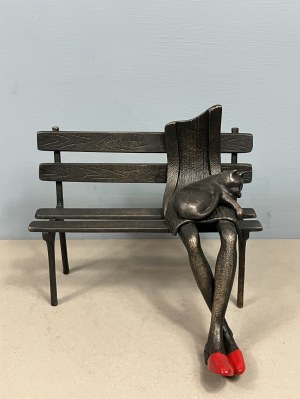 Krzysztof KIZLICH (ur. 1953), Girl with a cat on a bench, 2025