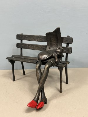 Krzysztof KIZLICH (ur. 1953), Girl with a cat on a bench, 2025