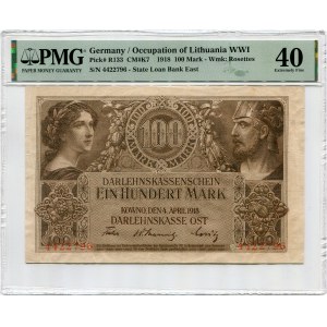 Kaunas, 100 marks 1918 numbering 7 digits