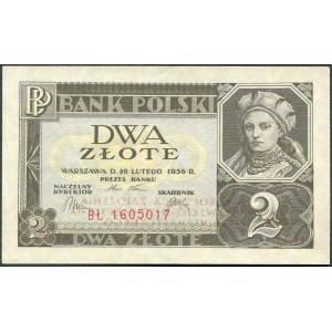2 zloty 1936 - B£ - overprinted by NBP