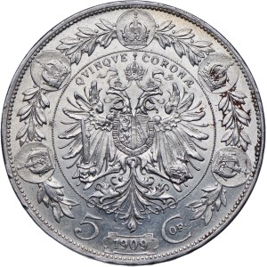 Austria, Franciszek Józef I, 5 koron 1909, Wiedeń