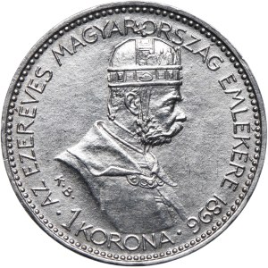 Hungary, Franz Joseph I, 1 crown 1896 KB, Kremnica