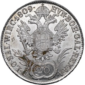 Austria, Franciszek II, 20 krajcarów 1809 A, Wiedeń