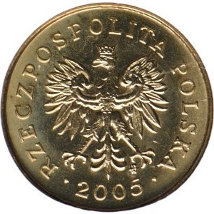III RP, 2 grosze 2005, odwrotka 180 stopni