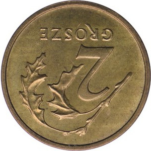 Third Republic, 2 pennies 2001, reverse 180 degrees