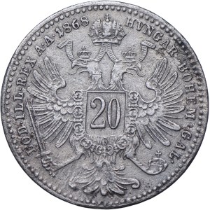 Austria, Franz Joseph I, 20 krajcars 1868 Vienna