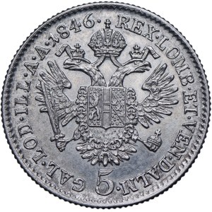 Austria, Ferdinand II, 5 krajcars 1846 A, Vienna