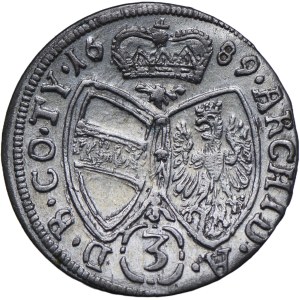 Austria, Leopoldo I, 3 krajcars 1689 Hall
