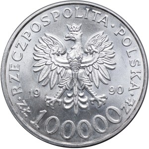 Third Republic, 100,000 zloty 1990, Solidarity Type A