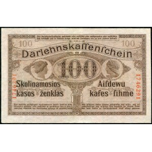 Kaunas, 100 marks 1918, numérotation 7 chiffres