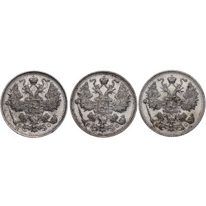 Russia, Nicholas II, set of 15 kopecks 1915, St. Petersburg (3pc).