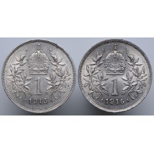 Austria, Franz Joseph I, set of 1 crown 1915, 1916 (2pcs.)