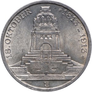 Germany, Saxony, Frederick August III, 3 marks 1913 E, Muldenhütten
