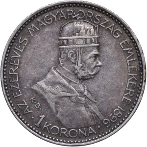 Hungary, Franz Joseph I 1 crown 1896 KB, Kremnica