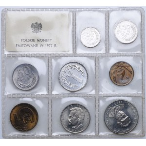 PRL, serie di monete circolanti in un blister di zecca del 1977 (8 pezzi).