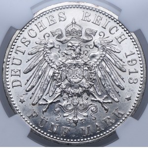 Germany, Prussia, Wilhelm II, 5 marks 1913 A, Berlin