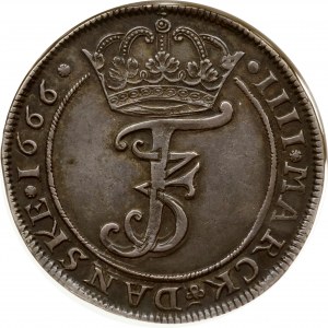 Denmark Krone 1666 NGC AU 55