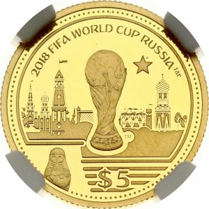 Fiji 5 Dollars 2017 World Cup in Russia NGC PF 69 ULTRA CAMEO